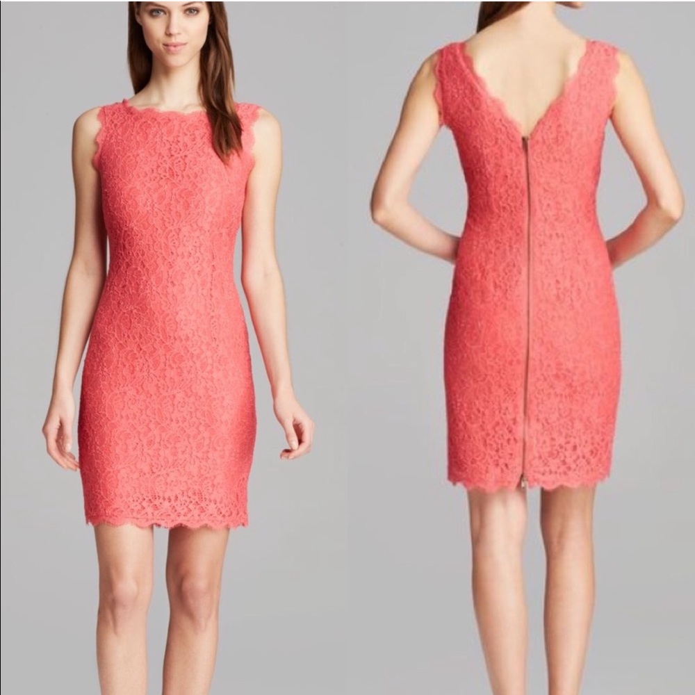 Adrianna Papell Coral Lace Dress